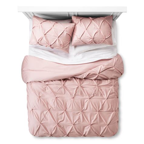 Give your dorm bed a luxe look! Blush Pinch Pleat Duvet Cover & Sham Set (King) 3pc ...