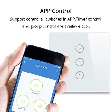 WiFi Light Switch EU 3 Gangs Wall Touch Switch Smart Life ...