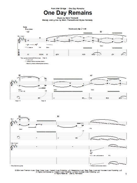 Alter bridge — metalingus (one day remains 2004). Alter Bridge "One Day Remains" Sheet Music PDF Notes ...