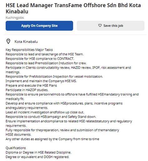 Get the latest malaysia news stories and opinions with focus on national, regional, sarawak and world news, as well as reports from parliament and court. Oil &Gas Vacancies: HSE Lead Manager TransFame Offshore ...