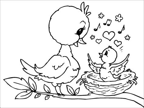 Get the coloring book pdf here. Chick and Mother Bird coloring page - Coloring Pages 4 U