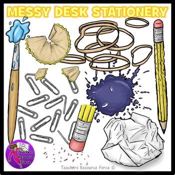 Easily customize it for your preferences by using built in themes and colors. Messy Desk: Stationery School Supplies Clip Art clipart | TpT