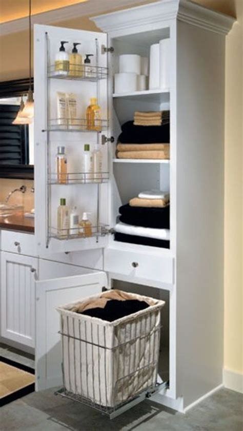 Balanced out by soft whites, grays, and woods, the space is bright and cheery yet still feels clean, spacious, and calming. Linen Closet with Chrome Shelving Rack on Door and a ...