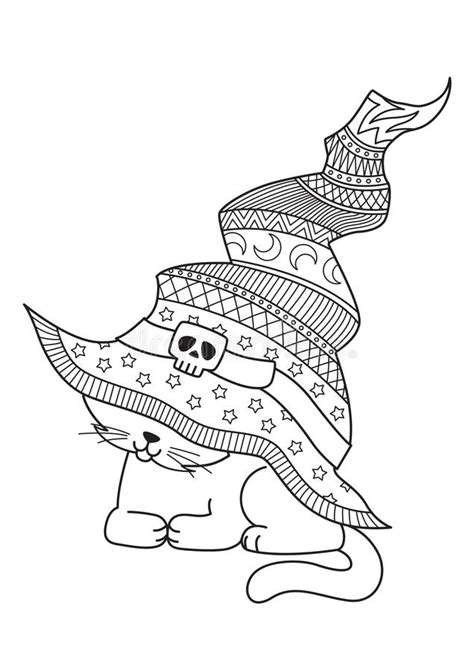 Select from 35641 printable coloring pages of cartoons, animals, nature, bible and many more. Halloween Coloring Book Page Cat In The Witch Hat Stock ...