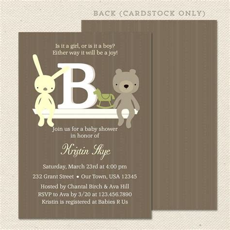 Shop for your perfect gender neutral baby shower invitations at invitationconsultants.com. Monogram Unisex Baby Shower Invitation - Lil' Sprout Greetings