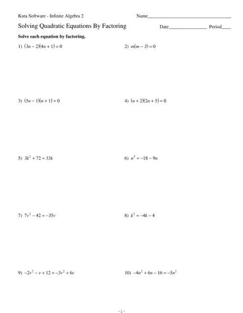 Acquaintance with math through kuta software gives your child the first intuitive feeling of orderliness in the world that surrounds us. Kuta Software Solving Quadratic Equations By Factoring ...