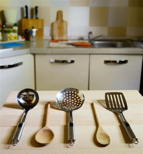 Kitchen utensils wooden set botw shrine. Ladles stock image. Image of equipment, steel, serve ...