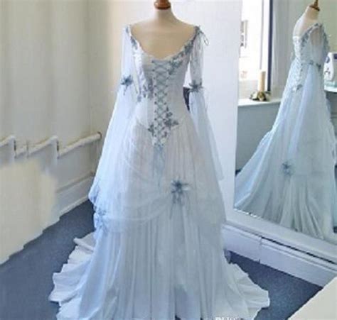 Great savings free delivery / collection on many items. intage Celtic Wedding Dresses White and Pale Blue Colorful ...