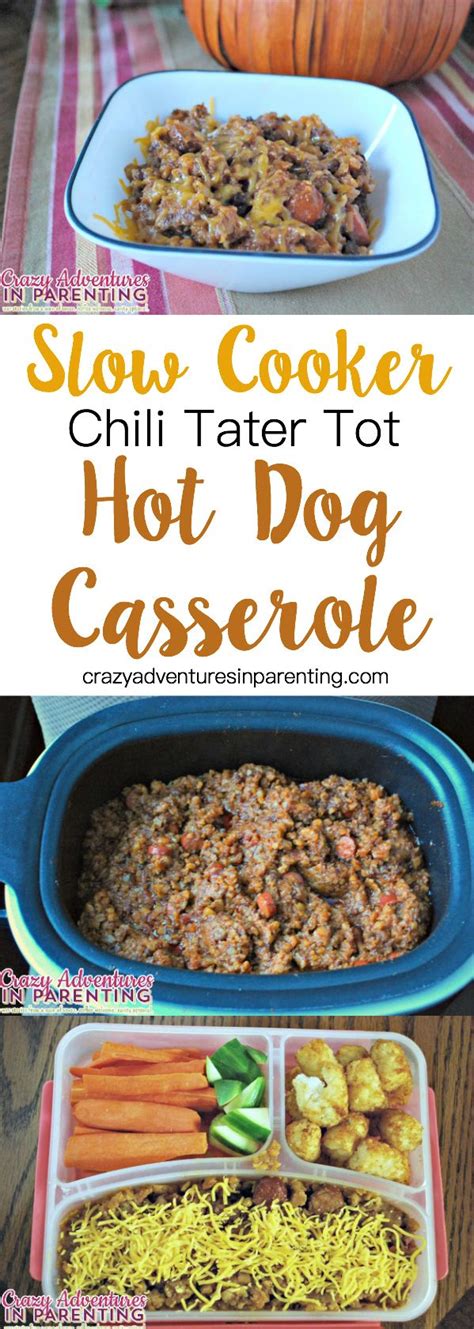 We've got a recipe for that. Slow Cooker Chili Tater Tot Hot Dog Casserole | Recipe ...