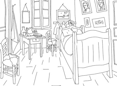 Coloriage de van gogh à colorier pour enfants la chambre à coucher. Coloriage Art Tableaux celebres : Van Gogh: La chambre à ...