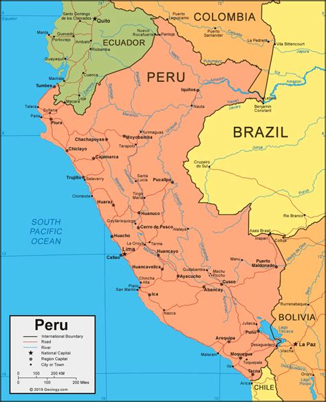 Peru, country in western south america. Peru Map and Satellite Image