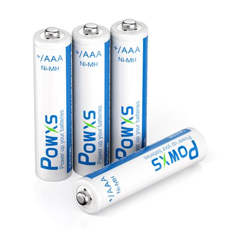 POWXS 4-Pack AAA Rechargeable Batteries 800mAh Pre-Charged Triple A 1 ...