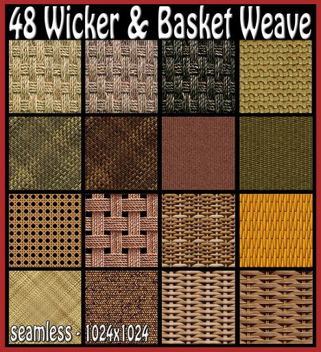 This is a seamless and tileable pbr cg texture for 3d artists. Second Life Marketplace - 48 WICKER & BASKET WEAVE ...