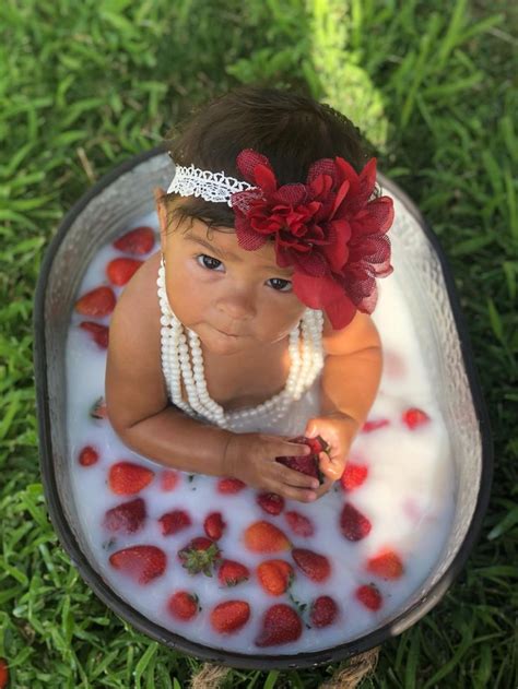 Breast milk also has antiseptic properties that soothe and nourish the skin. Strawberry Milk Bath #8month #photo #milkbath #princess # ...