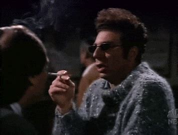 Thumbs up, paul rudd, our idiot brother 39 shares. kramer chugs beer while smoking cigarettes gif | WiffleGif