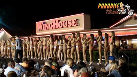 Pets, firearms, knives that are longer than 3 inches, professional cameras/video equipment (require permit) beach balls or any items that are not meant to stay in your possession, outside food. Miss WingHouse Bikini Contest Daytona Bike Week 2015 - YouTube