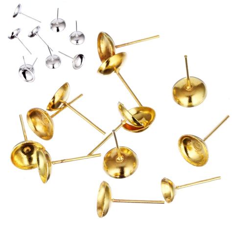 You can skip the ice cube and sewing needle method. New 60pcs 815mm DIY Piercing Ear Stud Hold Pearl Curved Surface Earring Settings Jewelry ...