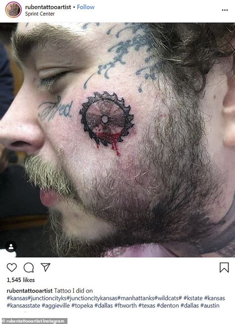 We did not find results for: Post Malone's latest face tattoo is of a buzzsaw dripping ...