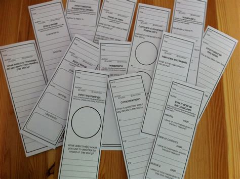 The entire document flows into two columns. Plug-n-Plan: Common Core Reading Response Bookmarks