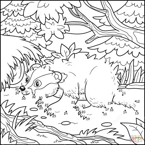 Badgers are a polyphyletic grouping, and are not a natural taxonomic grouping: Badger dot to dot | Free Printable Coloring Pages | Free ...