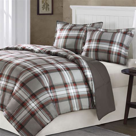 Make up the bed with this gray plaid duvet cover set from boll & branch. grey plaid bedding | Home Kirkland Plaid Mini Comforter ...