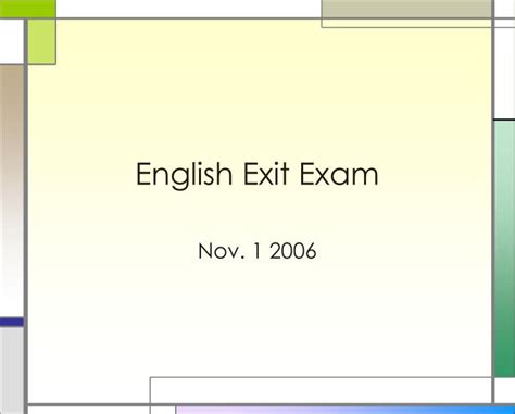 Setiap cawangan uitm jadual berbeza. PPT - English Exit Exam PowerPoint Presentation, free ...