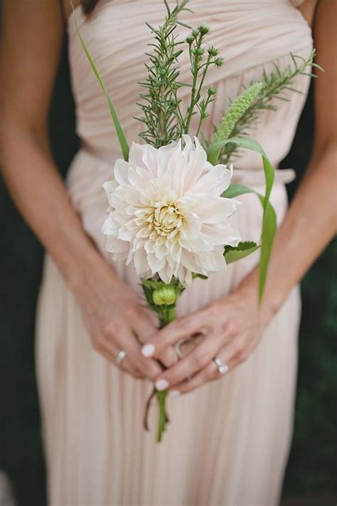 The birth of a baby , graduation from a university or college, birthday , anniversary , wedding , promotions, or that special someone. Small bouquet with single blush dahlia | Simple bridesmaid ...