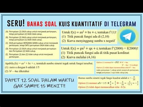 Maybe you would like to learn more about one of these? KOMPILASI BAHAS KUIS TPS KUANTITATIF DI TELEGRAM - Bab ...