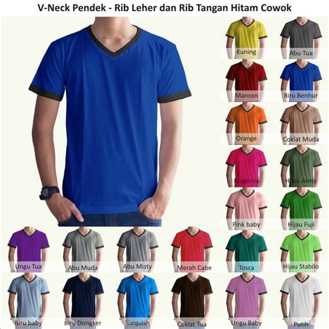 Facebook'ta online kaos cowok'un daha fazla içeriğini gör. Tshirt / Kaos Polos Vneck Pria / Cowok Rib Tangan & Leher ...