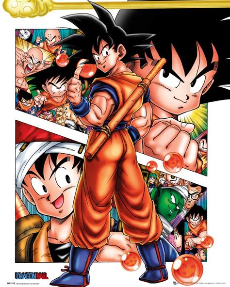 Sangoku riding dragon shenron from dragon ball, flying in the air looking for ball. Dragon Ball - Collage - Official Mini Poster. Official ...