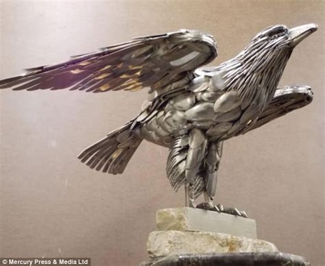 The knives display is arguably an eye. Welder makes bird and gorilla sculptures out of knives and ...