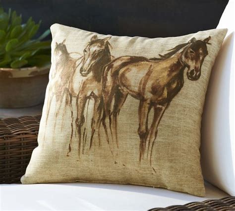Large size, approximately 20 x 19 cute fall pumpkin theme graphic with white pumpkin, orange and yellow pumpkins, squash, acorn and sunflower. Painted Horses Indoor/Outdoor Pillow | Pottery Barn ...