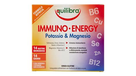 Sudore e caldo ti mettono ko? Equilibra, Immuno-Energy potassio & magnesio 14 bustine ...