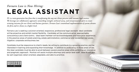 The job is a mix between that of a property manager and a secretary. Now Hiring: Legal Assistant