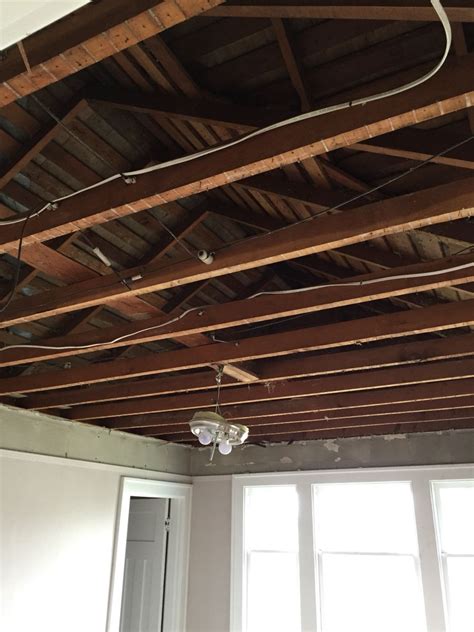 Exposed joists are ceiling structural members that are made visible by removing the ceiling drywall or plaster. Replacing the sagging lath and plaster ceilings with ...