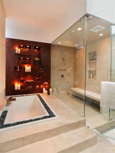 The spa bathroom seems clear with the choice of white for the bathtub, the ceiling and the flooring. 26 Spa Inspired Bathroom Decorating Ideas