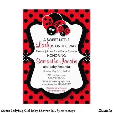 Disney mickey and friends stripe baby. Sweet Ladybug Girl Baby Shower Invitation | Zazzle.com in ...
