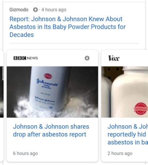 J&j said it was deeply disappointed and plans to appeal. Cool there's been asbestos in Johnson & Johnson ...