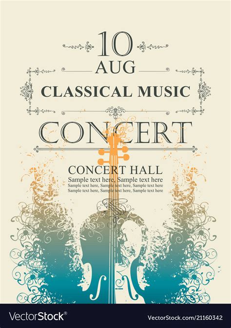 Check spelling or type a new query. Poster for concert classical music with violin Vector Image