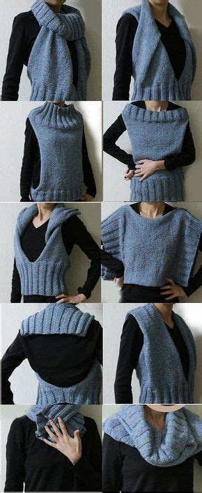 Hold vest with rs facing you and neck at top; Free knitting pattern for Convertible Accessory Cowl Vest ...