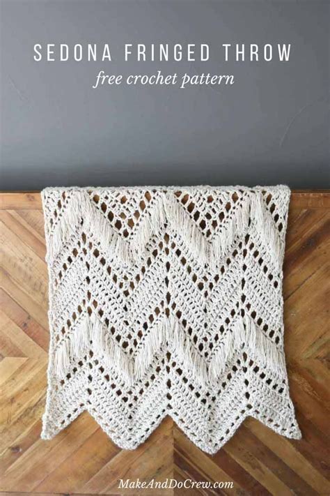 Our patterns range from beginner to advanced levels. Sedona Fringed Crochet Throw - Free Pattern from Make & Do Crew in 2020 | Crochet throw, Crochet ...