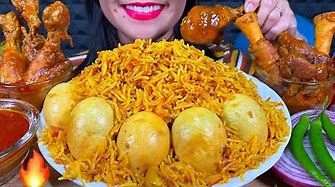 ASMR SPICY EGG BIRYANI, MUTTON CURRY, CHICKEN CURRY, CHILI MUKBANG MASSIVE Eating Sounds