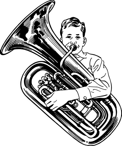 Das sousaphon wurde zunächst mit einem nach vorne gerichteten schalltrichter gebaut. Sousaphone Drawing | Free download on ClipArtMag