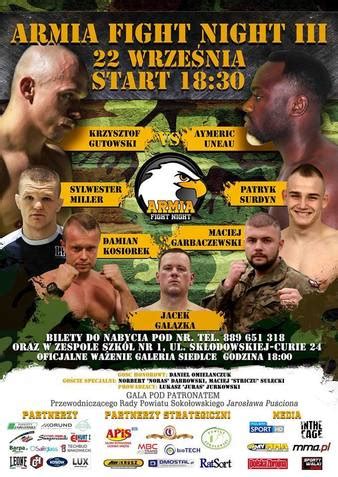 To date, armia fight night has held 9 events and presided over approximately 60 matches. Mateusz Kopeć vs. Damian Kosiorek, Armia Fight Night 3 ...