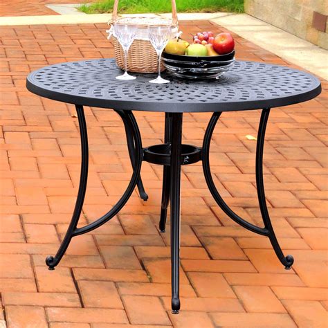 Frp 5 pieces outdoor dining set patio furniture with metal slat finish, steel tube 38 round patio table, patio table and chairs with 1'5 umbrella hole 4.1 out of 5 stars 255 2 offers from $349.99 Crosley Sedona Dining Table | Metal dining table, Round ...