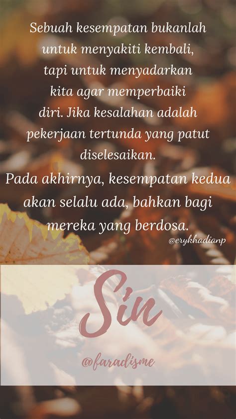 Sebaliknya banyak orang yang kondisi kehidupannya lebih baik dari kita tapi menderita. #quote #sin #novel #faradita #love #indonesia | Kutipan ...