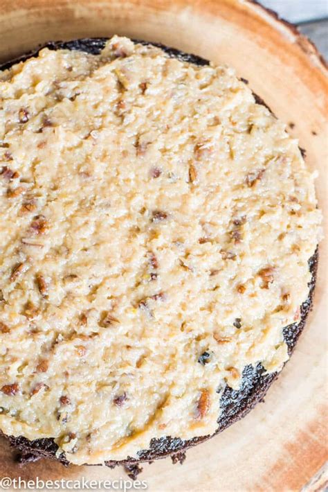 Slowly add in powdered sugar, cocoa powder, melted chocolate and vanilla. Coconut Pecan Frosting Recipe for German Chocolate Cake