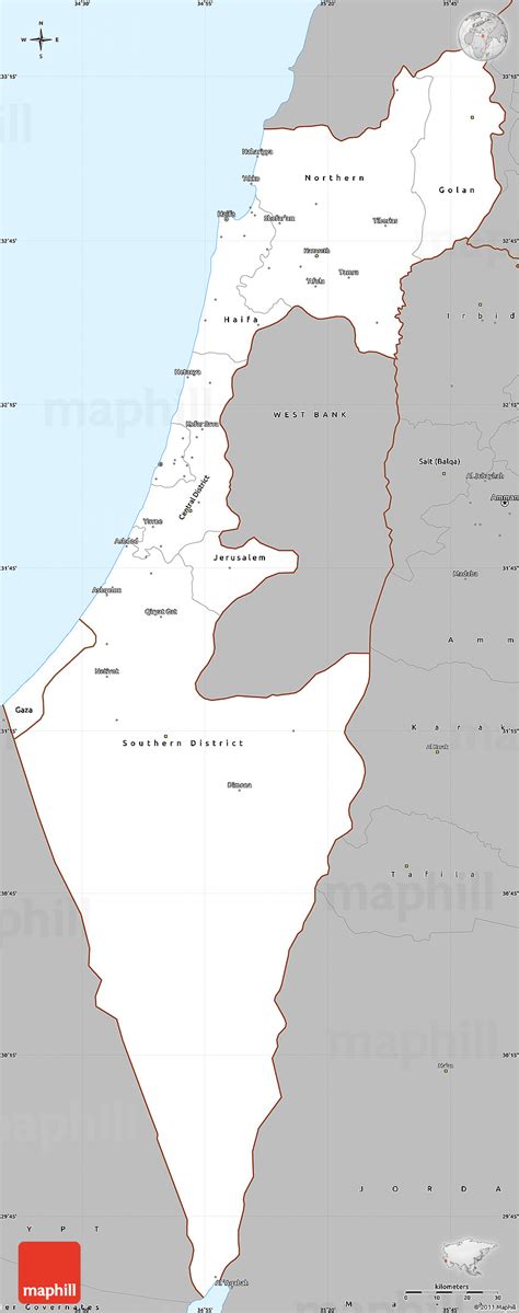 With interactive israel map, view regional highways maps, road situations, transportation, lodging guide, geographical map, physical maps and more information. Gray Simple Map of Israel