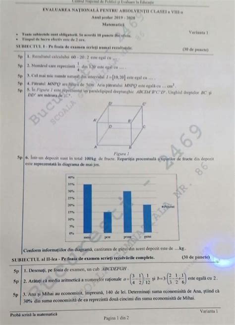 Evaluarea națională din 2020 va avea o a doua sesiune. Subiectele la Matematică - Evaluarea Naţională 2020 ...