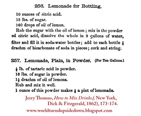 Actually it is made even today by many mountain men due to its simplicity. World Turn'd Upside Down: Civil War Era Lemonade Powder Recipe